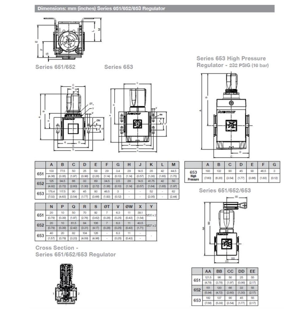 8653AR005F101G0 NUMATICS/AVENTICS REGULATOR<BR>653 SERIES 3/4" NPT, 7-125PSI, SIDE BRKS, LP PSI GAUGE